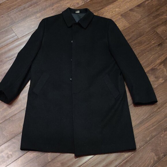 Jos. A. Bank Executive Collection Black 100% Wool Men's Top Coat SIZE 46L - Picture 9 of 11